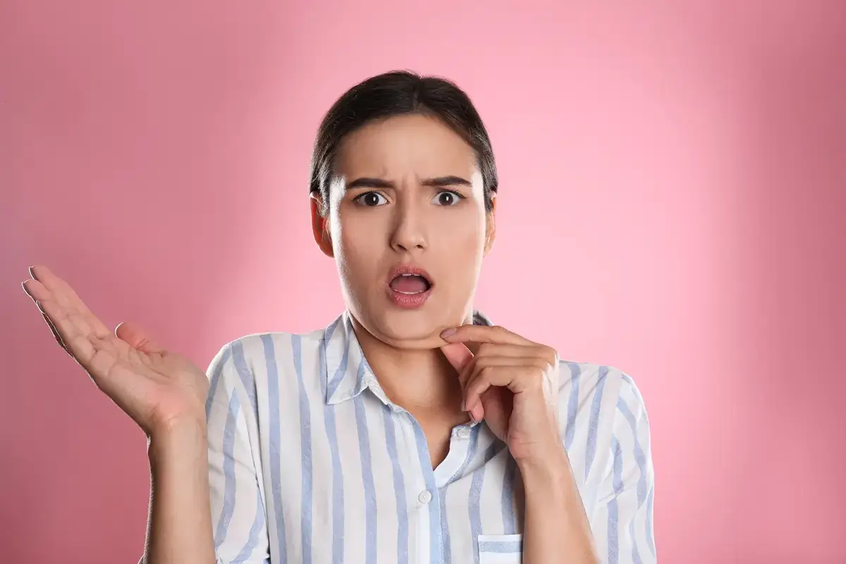 Women Struggling With Double Chin Fat